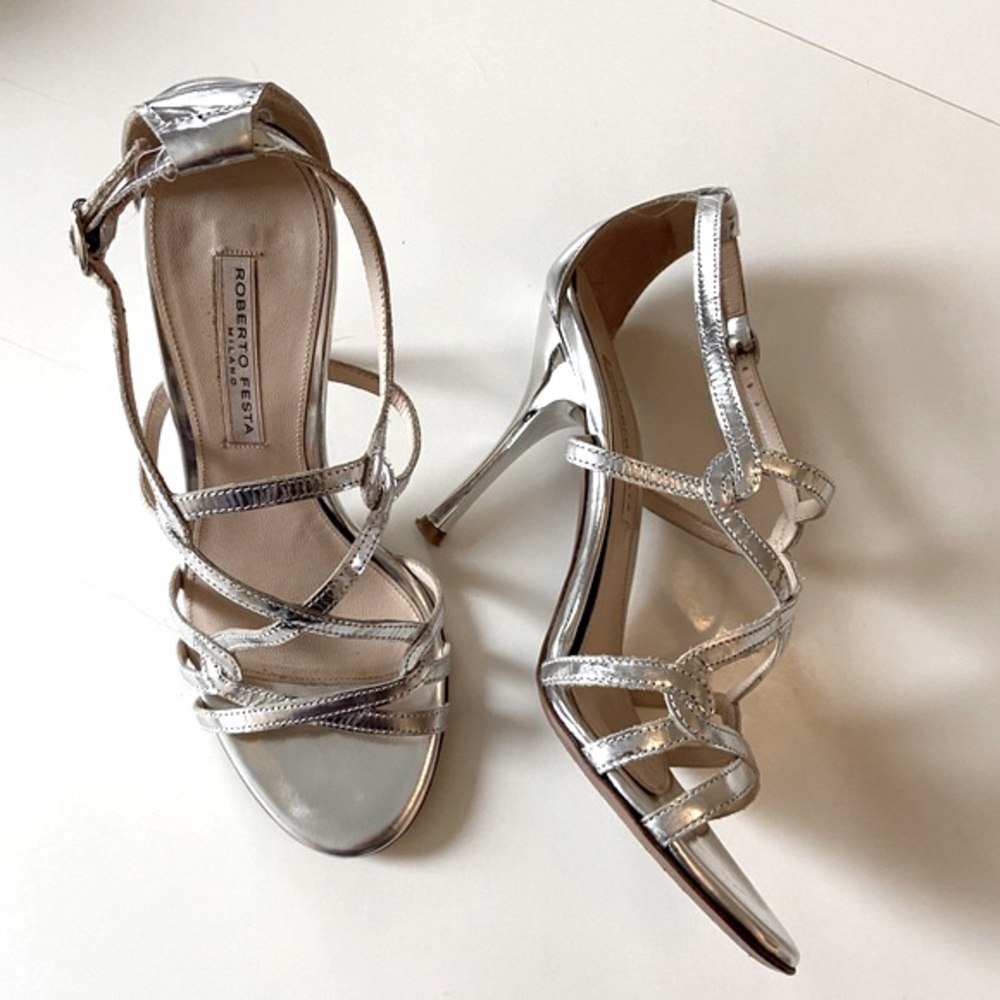metallic leather sandals